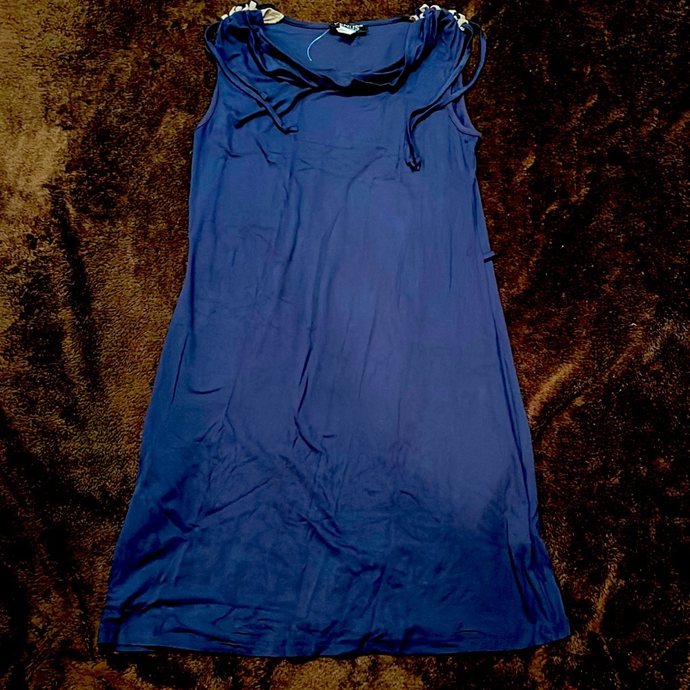 Navy cotton dress with wide color. New without tags. Venus never worn